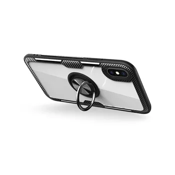 Redmi Poznámka 9S 9Pro Premium shockproof v prípade transparentné čierna vystužené hrany s kovový krúžok