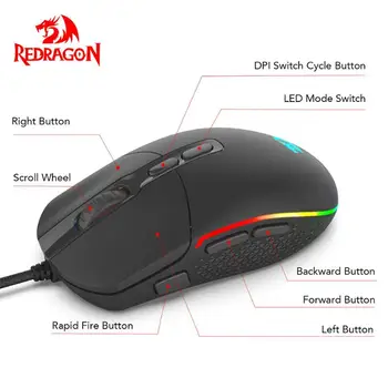 Redragon M719 INVADER káblové optical gaming mouse 7 programovateľných tlačidiel RGB podsvietenie 10000 DPI ergonomický PC gaming mouse