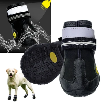 Reflexná Pes Topánky, Ponožky Zimné Psie Topánky, Obuv Dážď Nosenie Non-Slip Protišmykové Opotrebovaniu Pet Topánky pre Stredne Veľké Psy