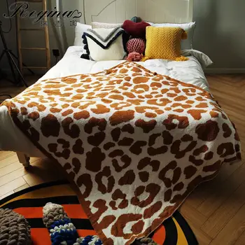 REGINA Pohodlné Mäkké Leopard Pletené Hodiť Prikrývky Zime Teplé Elegantné Mikrovlákna Farba Dospelých Gauč Koberčeky prehoz cez posteľ Deka Na Posteľ