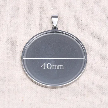 Reidgaller 5 ks 40 mm dia nehrdzavejúcej ocele prázdne prívesok cabochon základné nastavenie diy šperky rámu vaničky pre náhrdelník tvorby