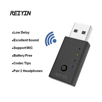 Reiyin USB Bluetooth 5.0 Audio Vysielač Adaptér Pre PC aptX Nízku Latenciu Zvuková Karta