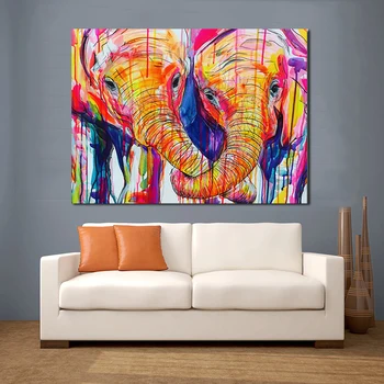 RELIABLI UMENIE Plagáty Farebné Abstraktné Slon Baby Love Zvierat, Obrázky, Obývacia Izba Dekoratívne Plátno Obrazy Bez Rámu