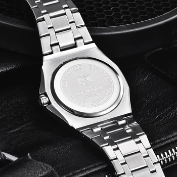 Reloj Hombre BENYAR pánske Hodinky Top Značky Luxusné Waterproof Black Silver Quartz Business Hodinky Mužov Hodiny Nehrdzavejúcej Ocele Hot