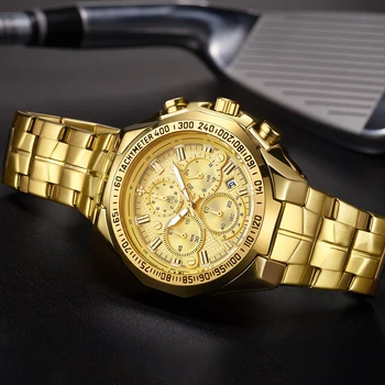 Relojes hombre 2020 WWOOR Luxusné Značky Pánske Hodinky Zlaté Veľké Dial Chronograf Hodinky Mužov Šport Quartz Nepremokavé Náramkové Hodinky Muž