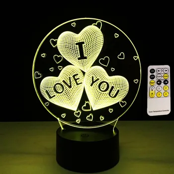 Remote Touch MILUJEM ťa Farebné 3D Hologram Lampa USB Akryl Svetlá 3D LED Lampa Nočného pre Svadobné Party Milenca Darček