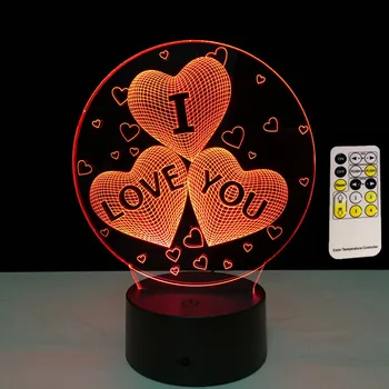Remote Touch MILUJEM ťa Farebné 3D Hologram Lampa USB Akryl Svetlá 3D LED Lampa Nočného pre Svadobné Party Milenca Darček