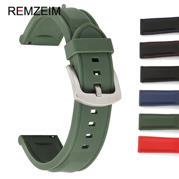 REMZEIM Watchband 18 mm 20 mm 22 mm 24 mm Silikónové Športové Hodinky Remienok Muži Ženy Replecement Kapela Gumový Náramok z Nerezovej Spony