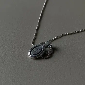 Retro Autentické 925 Sterling silver Listy, rôzne poukážky Oválny tvar twist vzor Prívesky Korálky reťazca náhrdelník Šperky TLX682