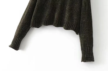 Retro chic Jeseň ženy retro urobiť staré ženilkové velvet krátke sveter voľné nepravidelný pletený pulóver lady nadrozmerné svetre