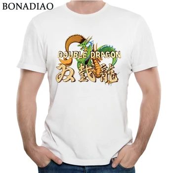 Retro Hra Double Dragon Logo T shirt Pohode Streetwear O-krku Camiseta Plus veľkosť