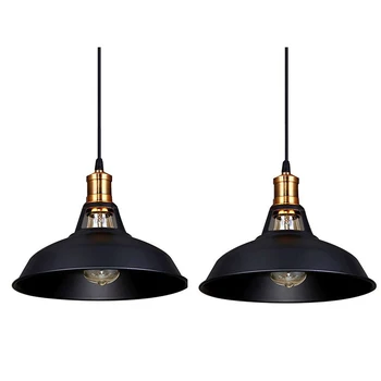 Retro Priemyselné Jednoduchosť Luster Vintage Stropná Lampa s Kovovou Lesklé Nordic štýl Tieňa (Sada 2 Black)