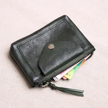 Retro vráskavá koža mini kabelku žena mince kabelku kožené jednoduché malé čerstvé mince kabelku tlačidlo prípade