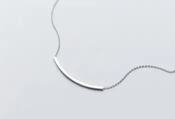 Reálne. 925 Sterling Silver Jemné Šperky Rovno Arch Bar Geometrické Náhrdelník Prívesok GTLX1518