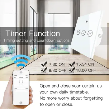 RF WiFi Smart Touch Záclonové Žalúzie, rolety Prepínač Pracovať s Alexa Echo Domovská stránka Google Tuya Inteligentný Život Aplikáciu Diaľkové Ovládanie