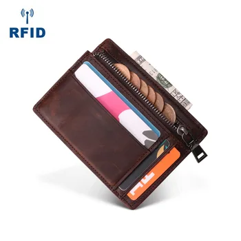 RFID na Ochranu Skutočné Reálne Kožené Kreditnou Kartou Prípade Držiak na Mince na Zips Kabelku Multi-function Mužov Peňaženky Vysokej Kvality