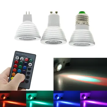 RGB LED Žiarovka E27 E14 GU10 Magic Žiarovky 110V 220V 16 Farbu Meniace LED Fáze Lampa RGB Pozornosti + 24 Kľúče, IR Diaľkové Ovládanie