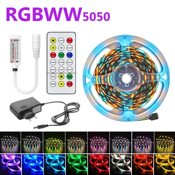 RGBWW LED Pásy Svetla SMD2835 5050 5M 10M Vodotesné RGB Led Pásky DC12V Páse s nástrojmi dióda led svetlá na Čítanie s IR Diaľkové Ovládanie