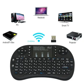 Rii Mini i8+ Bezdrôtový Backlight Klávesnica S Touchpadom Diaľkové Ovládanie Touchpadom Pre Android Smart TV BOX Tablet PC IPTV