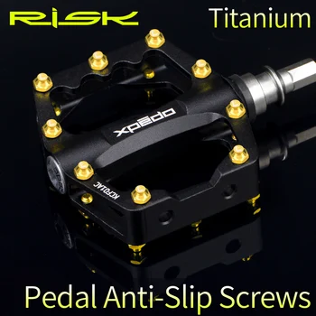RIZIKO 8pcs/veľa Zliatiny Titánu protišmykových Skrutky pre Zjazdové Pedále Bicykla TC4 Ti Pedál Anti-slip Skrutky pre XC SOM DH Bike M4*8mm