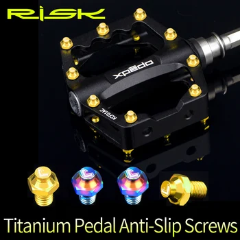 RIZIKO 8pcs/veľa Zliatiny Titánu protišmykových Skrutky pre Zjazdové Pedále Bicykla TC4 Ti Pedál Anti-slip Skrutky pre XC SOM DH Bike M4*8mm