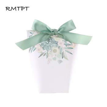 RMTPT 50pcs/veľa DIY na Mieru Svadobné Zdvorilosti Luxusnej Darčekovej Krabice Papier Baby Sprcha Prospech Boxy ružové kvety Candy Box