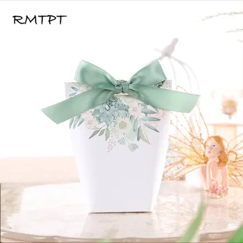 RMTPT 50pcs/veľa DIY na Mieru Svadobné Zdvorilosti Luxusnej Darčekovej Krabice Papier Baby Sprcha Prospech Boxy ružové kvety Candy Box