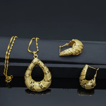 Robustné Kovové Šperky Sady Zlatá Farba Geometrické Choker waterdrop kruhu Náhrdelníky Náušnice Africkej Ženy, Svadobné Party Dary