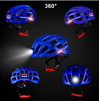 ROCKBROS Bicykli Svetlomet Noc Cyklistické Prilby So Svietiacimi Svetlometu Výstražné Svetlo MTB Cyklistické Prilby Nabíjateľná Šport SafetyCap