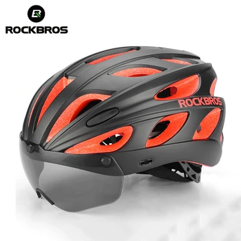 ROCKBROS Cyklistické Prilby S Okuliare Integrally-tvarovaný Ultralight Magnetické Okuliare MTB Horskej Ceste, Cyklistické Prilby na Bicykli