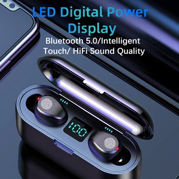 ROCKSTICK Nové F9 Bezdrôtové Slúchadlá Bluetooth 5.0 Slúchadlá TWS HIFI Mini In-ear Športové Bežecké Headset pre všetky smartphone HD Hovor