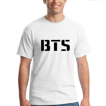 Rodina BTS t-shirts Tlač Chlapec/Dievča/Dospelých, Letné Bavlna Top shirt Bežné Unisex Pevné Top Tlač BTS Black Tees Euro Veľkosť