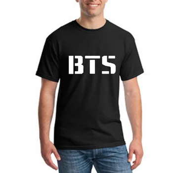 Rodina BTS t-shirts Tlač Chlapec/Dievča/Dospelých, Letné Bavlna Top shirt Bežné Unisex Pevné Top Tlač BTS Black Tees Euro Veľkosť
