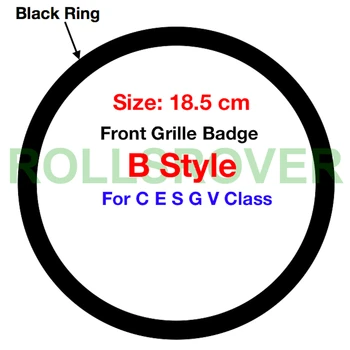 ROLLSROVER 18.5 cm Zrkadlo Lesklej Čiernej B Style Predný Nárazník Mriežky, Znak, Odznak Pre W204 W205 W213 VITO C E S G V-Logo Triedy