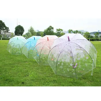 Romantický Transparentné, Jasné, Kvety Bublina Dome Dáždnik Pol Automatické Pre Vietor Silný Dážď