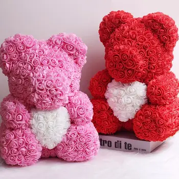 Romantický Valentín Plyšový 25 cm 40 cm Ružový Medvedík Darček, Darček k Narodeninám Vianoce Svadba Umelý Kvet Multicolor