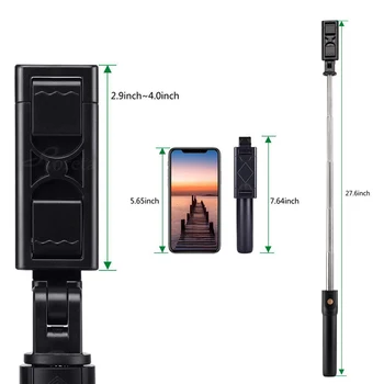 Roreta 3 v 1 Bezdrôtová Selfie Stick Skladací Mini Statív Rozšíriteľná Monopod s Diaľkovým ovládaním pre iPhone IOS Android