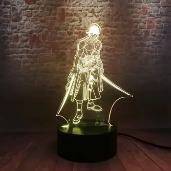 Roronoa Zoro Anime Obrázok 3D Ilúziu LED Blikajúce Farebné Stôl Nočného Japonsko, Manga Jeden Kus Figuras Hračky