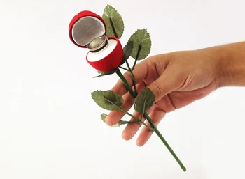 Rose na Krúžok Box magický trik, Romantické Svadobné Red Rose Velúrové Displej, Valentína darček, kvet magické triky, Close-up, Magický