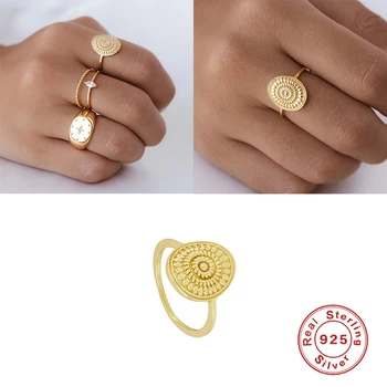 ROXI Geometrie Kvety Vintage Zlaté Prstene pre Ženy, Dievčatá, Svadobný Prsteň 925 Sterling Silver Prst Prstene, Šperky Zásnubný Prsteň