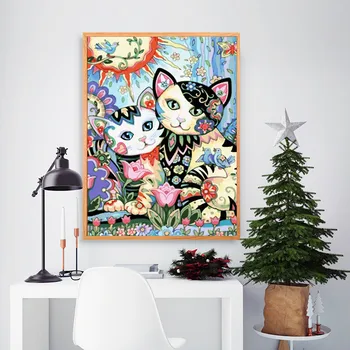 ROYALDREAM Farebné Mačka Zvieratá Abstraktnej Maľbe Diy Digitálne Maľovanie Podľa Čísel Moderné Nástenné Art Obrázok Pre vnútorné Steny umelecké Diela