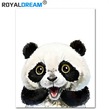 ROYALDREAM Wow-Panda Roztomilý Zvierat DIY Maľovanie Podľa Čísel Auta Maľovať Na Plátno, Maľovanie Kaligrafie Pre Home Decor