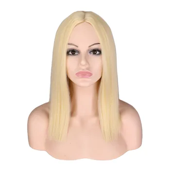 ROZMARNÝ W 14 palcový Krátky Rovný Parochne Syntetické Parochne Pre Ženy Cosplay Bob White Blonde Prírodné Strednej Časti Tepelne Odolné Vlasy