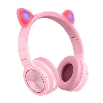 Roztomilé Mačka Bluetooth 5.0 Slúchadlá Bezdrôtové Hifi Hudbu Stereo Bass Slúchadlá, LED Svetlo, Mobilné Telefóny Dievča, Dcéra Headset pre PC