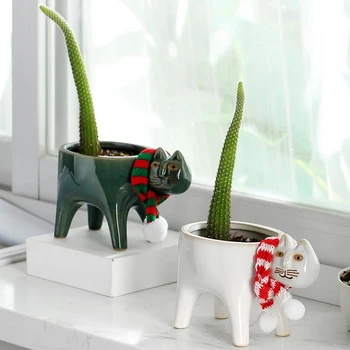 Roztomilé Mačka Chvost Bonsai Kvetináč Cartoon Zvierat Keramická Váza Osobnosti Kaktus Sukulentných Rastlín Poted Ploche Záhradné Dekorácie