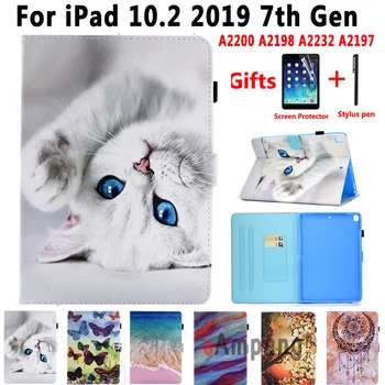 Roztomilé Mačka puzdro pre Apple iPad 10.2 2019 7 7. 8. Generácie A2197 A2200 A2198 A2232 Mäkké Shockproof Smart Case pre iPad 10.2