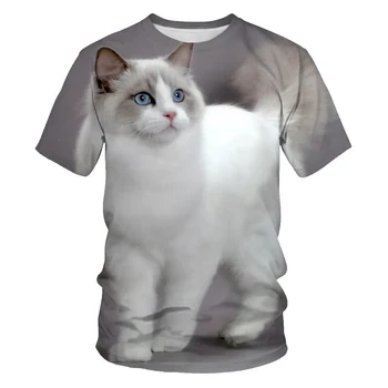 Roztomilé mačka vzor 3d tlač mužov a žien t-shirt mäkkého materiálu tričko príležitostné voľné t-shirt športové pánske streetwear