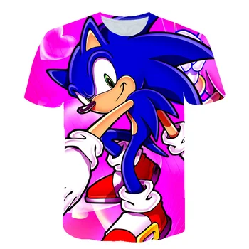 Roztomilé Ružové Sonic The Hedgehog Dievčatá Oblečenie 3D Deti t-Shirt Komiksu, Anime Letné Topy Baby Chlapci Oblečenie Tričko Darček k Narodeninám
