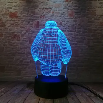Roztomilý 3D Ilúziu LED Nočného Svetla Farebné Dotyk Flash Víla Svetlo Stôl Baymax Robot Anime Action & Hračka Údaje