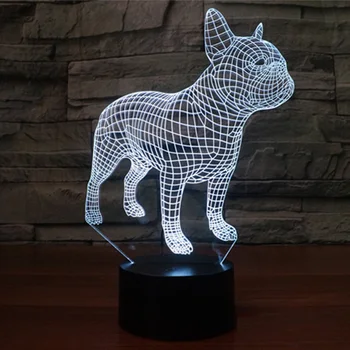 Roztomilý francúzsky Buldog 3D LED Nočné Lampy, 7 Farieb USB Hologram Dekor Lampa Stôl písací Stôl Svetlá Narodeninovej Párty Darček Pre Deti Priateľovi